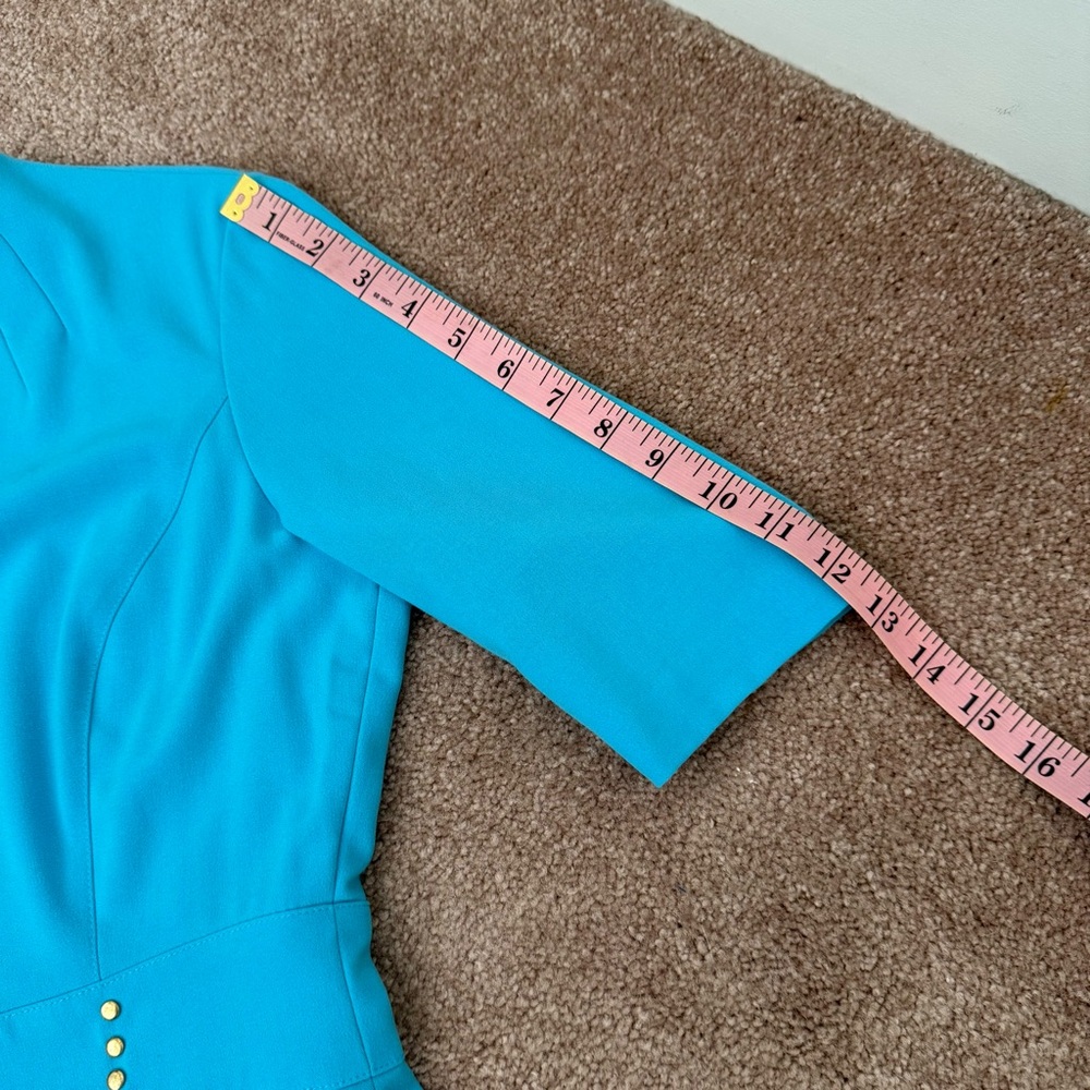 Tahari ASL Blue V-Neck Sheath Dress Midi Work - Picture 10 of 13